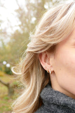 Afbeelding in Gallery-weergave laden, oorringen met transparante baguette geslepen stenen | echt zilver + laagje goud
