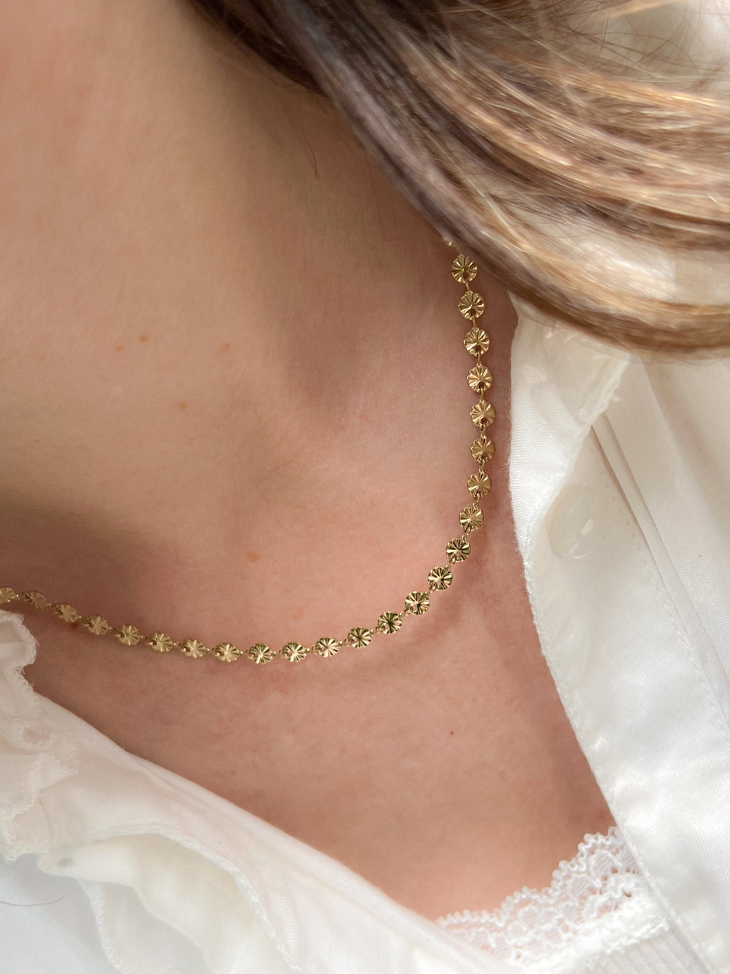 goudkleurig collier met glimmende muntjes | stainless steel