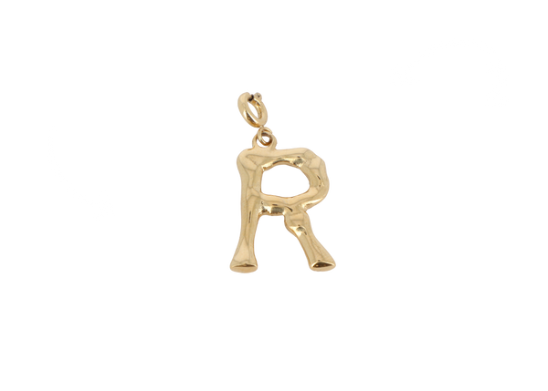 R letter bedel goudkleurig stainless steel groot