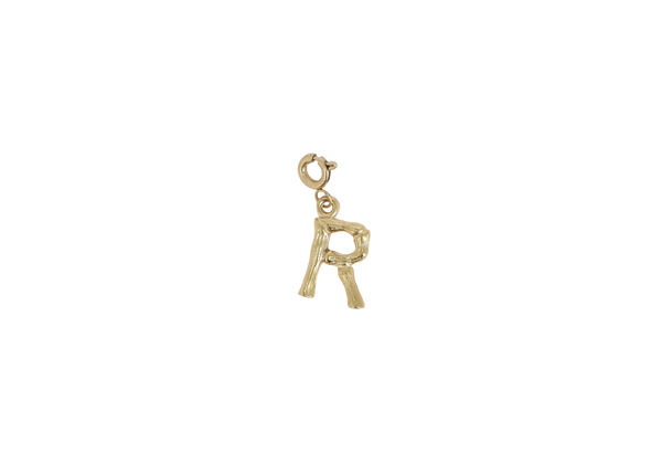 R letter bedel goudkleurig stainless steel klein