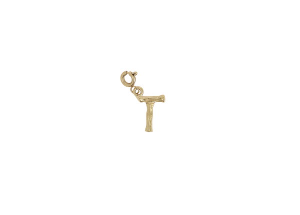 T letter bedel goudkleurig stainless steel klein