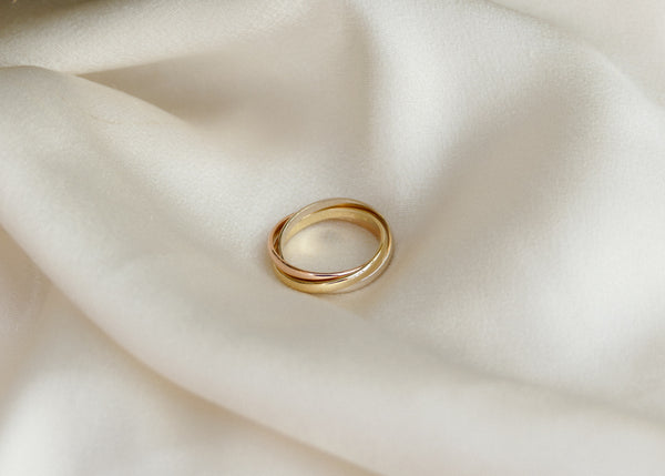 14 krt geel wit en rose gouden vintage ring