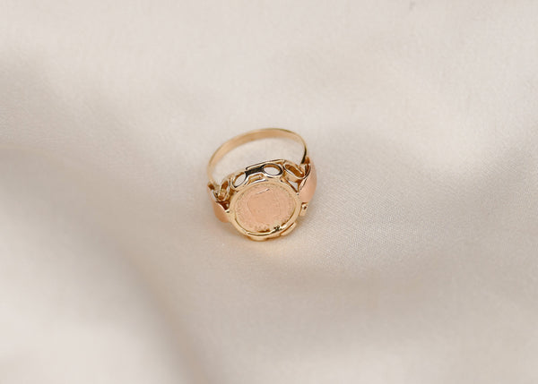 14 krt geel gouden vintage ring met kennedy munt