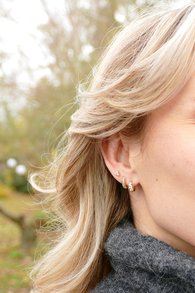 echt zilveren oorringen met transparante baguette geslepen steentjes