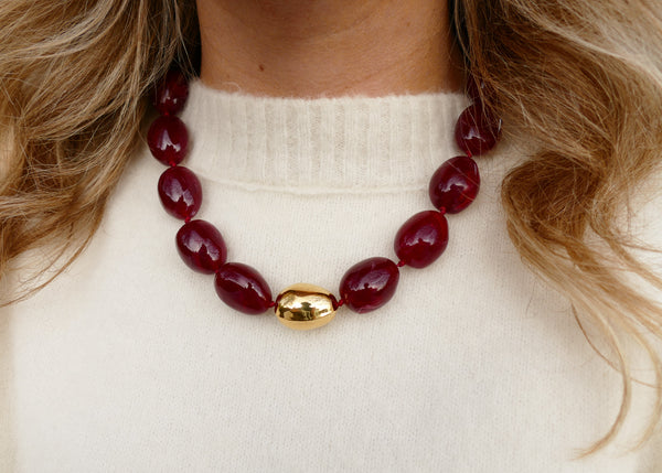 bordeaux statement kralen collier