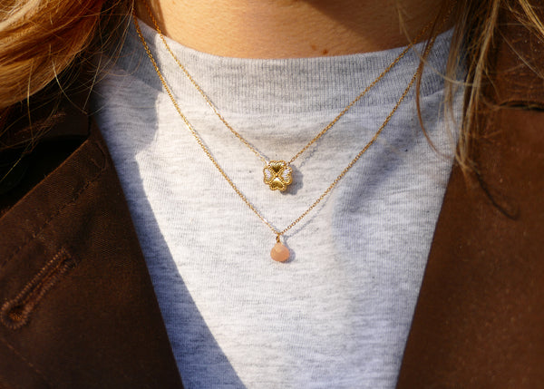 fijn goudkleurig collier met klavertje vier 🍀 stainless steel