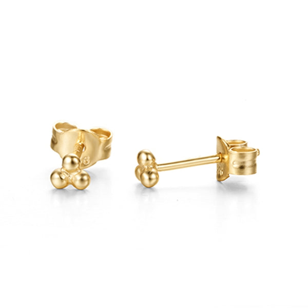 goudkleurige oorknopjes met bolletjes | echt zilver + laagje goud