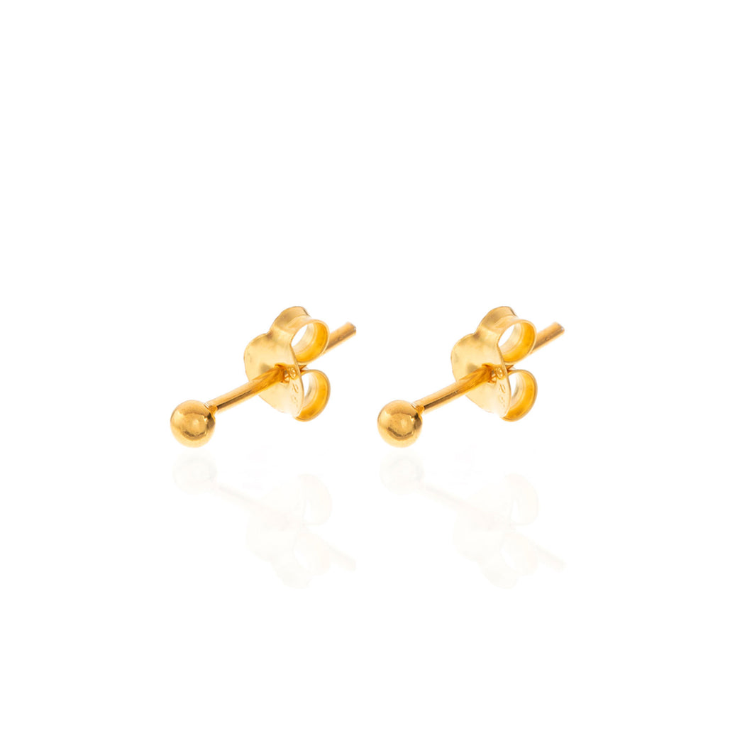 goudkleurige mini bolletjes oorknopjes 3 mm echt zilver + laagje goud