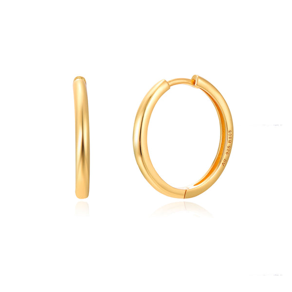 verguld gouden dunne gladde oorringen | echt zilver | 15 mm