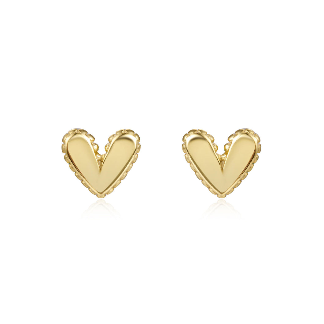 goudkleurige mini hartjes oorknopjes | echt zilver + laagje goud