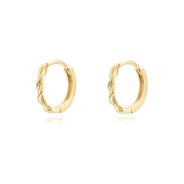 smalle gevlochten oorringen  | echt zilver + laagje goud 13.5 mm