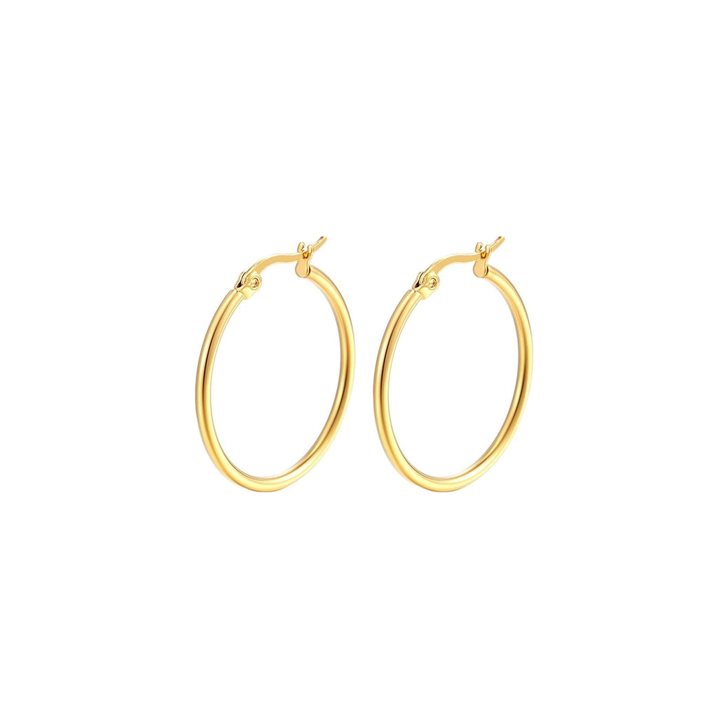 smalle goudkleurige oorringen 40 mm | echt zilver + laagje goud