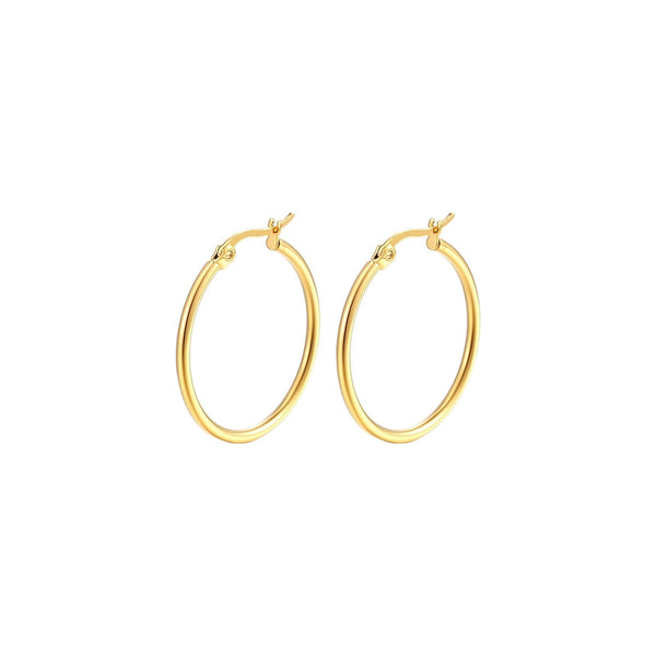 smalle goudkleurige oorringen 40 mm | echt zilver + laagje goud