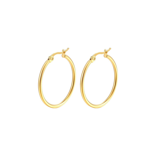 smalle goudkleurige oorringen 50 mm | echt zilver + laagje goud