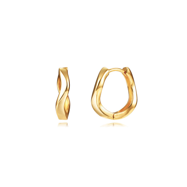 verguld gouden brede gladde wave oorringen | echt zilver | 15 mm