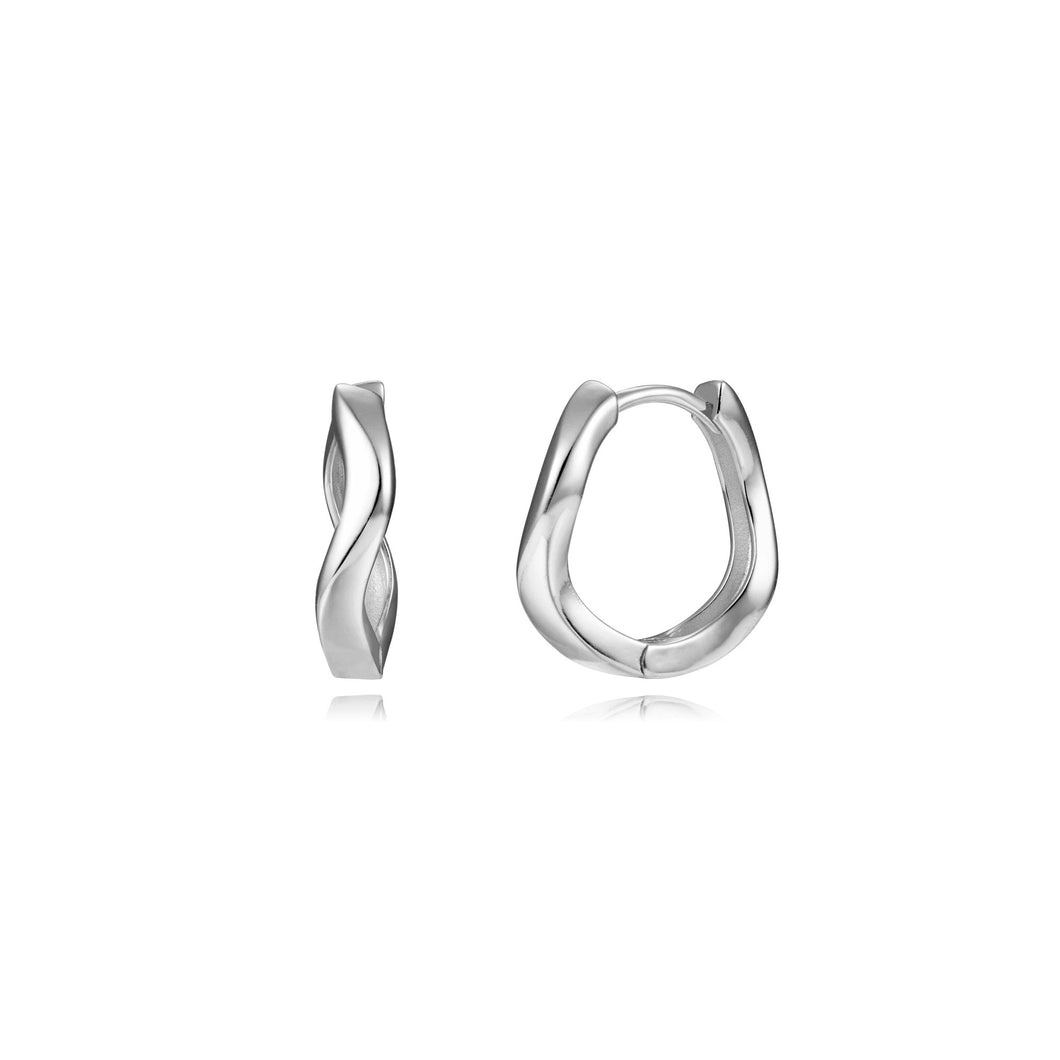 gladde wave oorringen 15 mm echt zilver