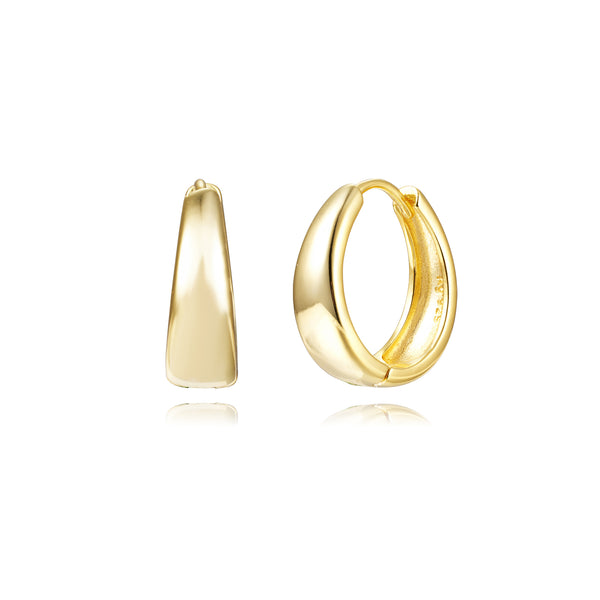 goudkleurige ovale gladde oorringen 14 mm  | echt zilver met een laagje goud