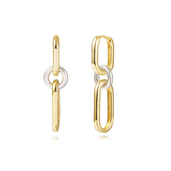 goudkleurige paperclip oorringen | echt zilver + laagje goud