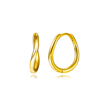 Afbeelding in Gallery-weergave laden, verguld gouden dunne gladde wave oorringen | echt zilver | 15 mm
