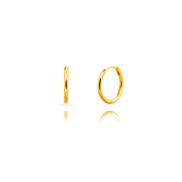 goudkleurige gladde oorringen 19 mm | echt zilver + laagje goud