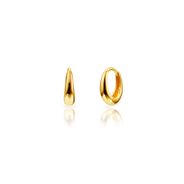 druppelvormige gladde oorringen | echt zilver + laagje goud | 13 mm