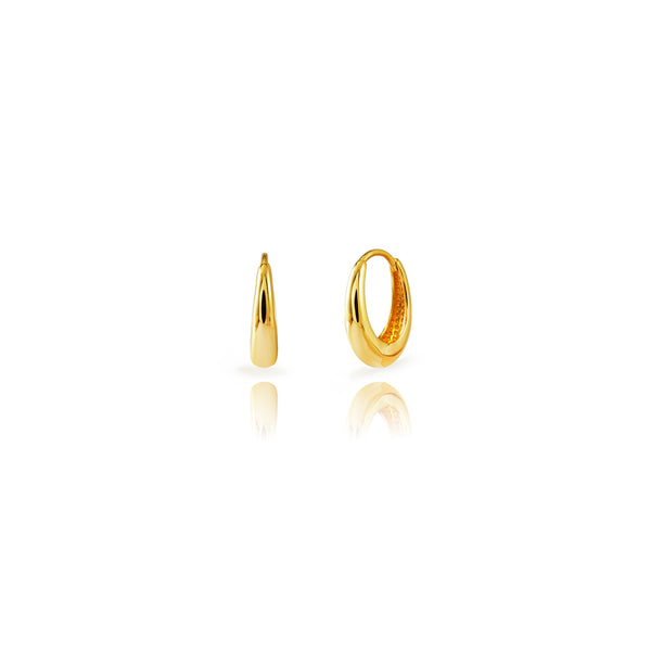 druppelvormige gladde oorringen | echt zilver + laagje goud | 16 mm