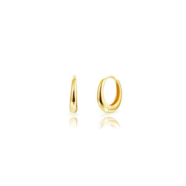druppelvormige gladde oorringen | echt zilver + laagje goud | 21 mm