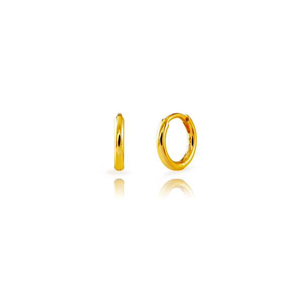 goudkleurige gladde mini oorringen 11 mm | echt zilver + laagje goud