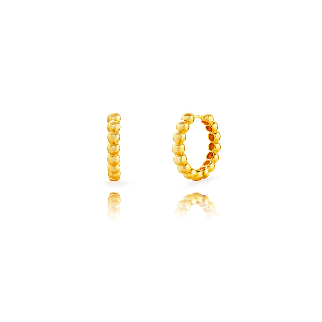 goudkleurige bolletjes oorringen 22 mm diameter | echt zilver + laagje goud