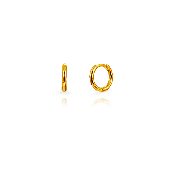 verguld gouden dunne oorringen met patroon | echt zilver | 8 mm