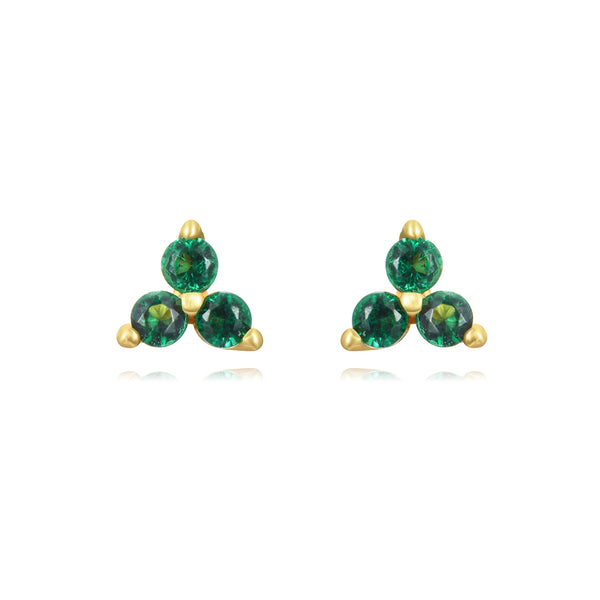 goudkleurige oorknopjes met groene steentjes | echt zilver