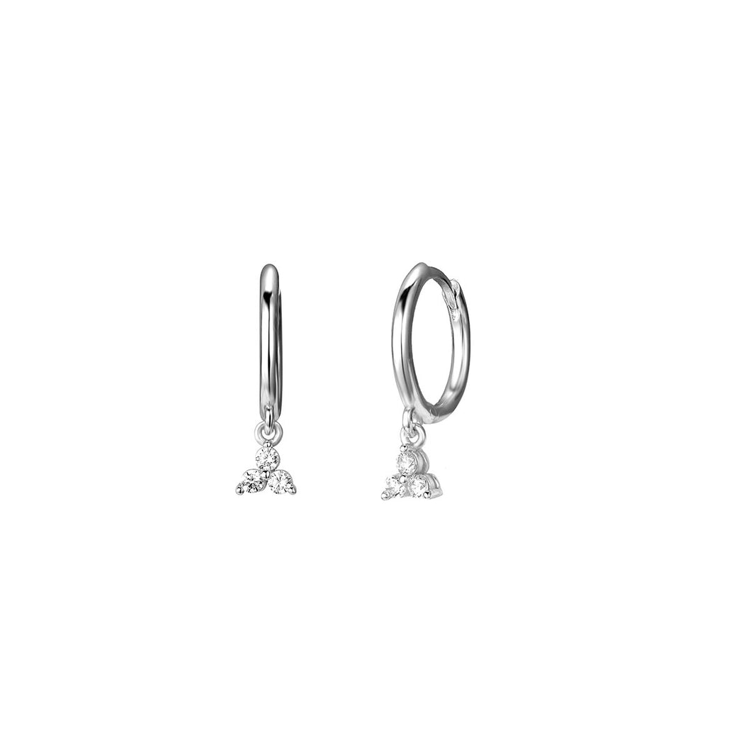 gladde oorringen met steentjes hangers | echt zilver