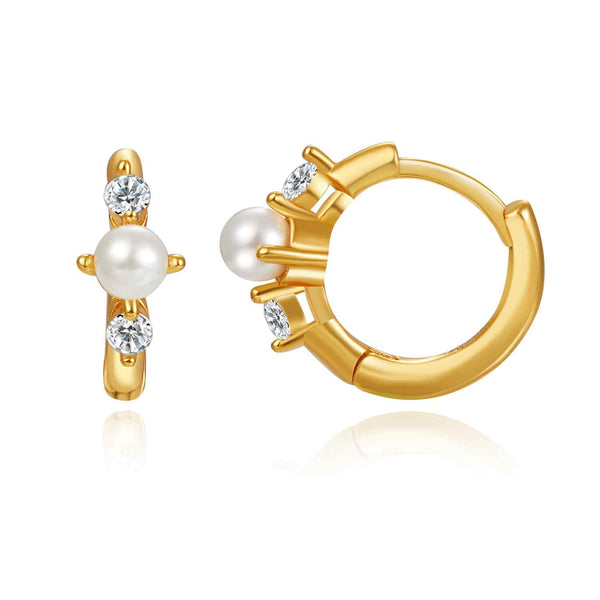 goudkleurige oorringen met witte parels | echt zilver + laagje goud