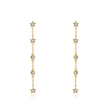 Afbeelding in Gallery-weergave laden, feestelijke oorhangers met stervormige hangers met steentjes | echt zilver + laagje goud
