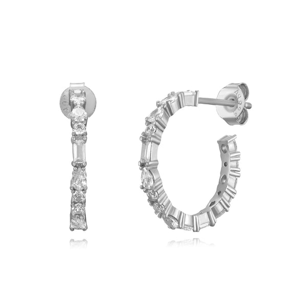 grote oorringen met transparante stenen 19 mm | echt zilver