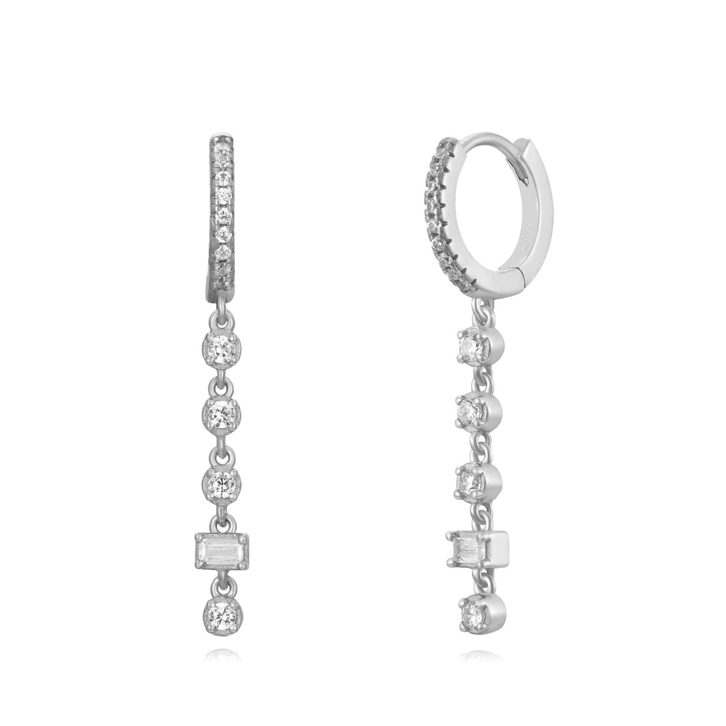 echt zilveren oorhangers met transparante steentjes