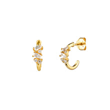 Afbeelding in Gallery-weergave laden, oorringen met transparante baguette geslepen stenen | echt zilver + laagje goud
