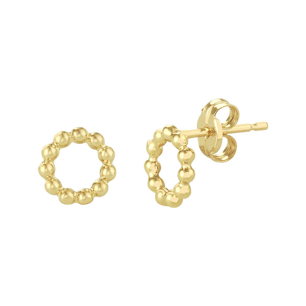 bolletjes cirkel oorknopjes van 14 krt geel goud
