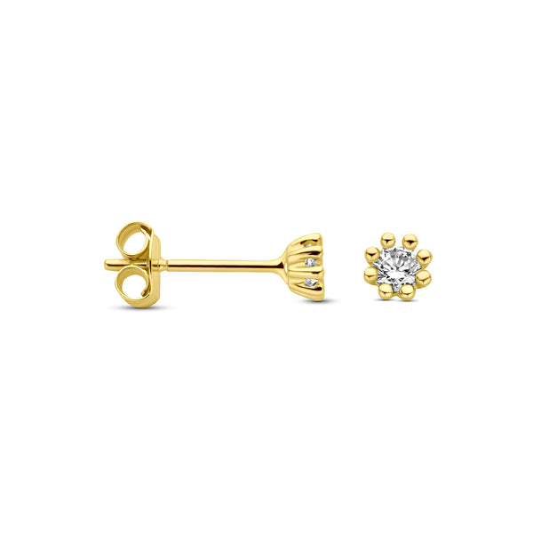 gouden oorknopjes met zirkonia stenen | 14 krt