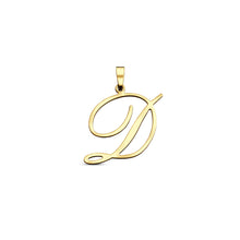 Afbeelding in Gallery-weergave laden, echt gouden sierlijke letter hanger van 14 krt geel goud 25.5 mm
