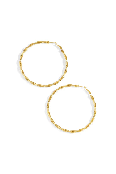 grote goudkleurige gevlochten oorringen van stainless steel 60 mm