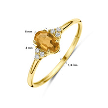Afbeelding in Gallery-weergave laden, echt gouden ring met citrien en zirkonia 14 krt geel goud
