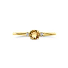 Afbeelding in Gallery-weergave laden, echt gouden ring met citrien en zirkonia 14 krt geel goud
