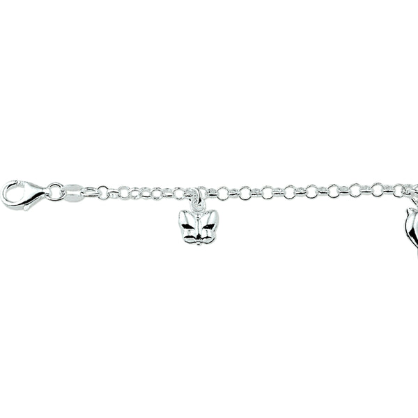 echt zilver bedel armbandje met 3 bedels | 15 cm