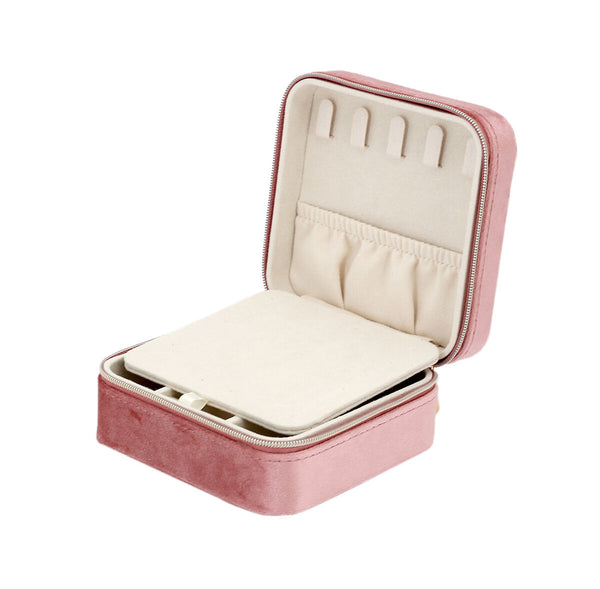 kleine zacht roze velvet sieradenbox