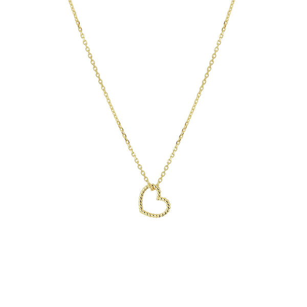 14 karaat geel goud fijn collier met gevlochten hartje