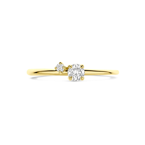 echt gouden ring met briljant geslepen lab grown diamant | 14 krt geel goud