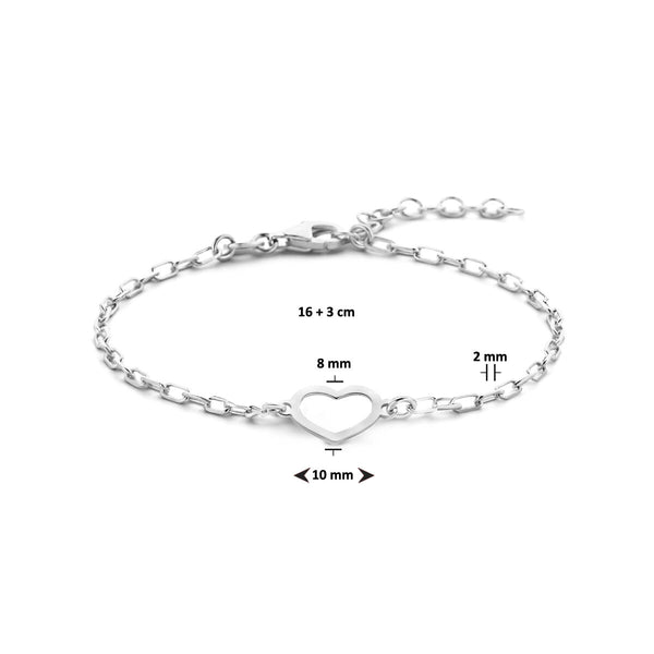 schakel armbandje met hartje | echt zilver