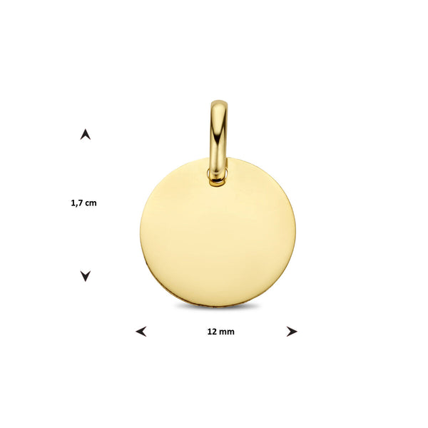 echt gouden graveer munt 12 mm | 14 krt