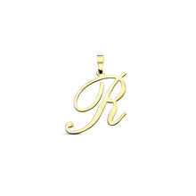 Afbeelding in Gallery-weergave laden, echt gouden sierlijke letter hanger van 14 krt geel goud 25.5 mm
